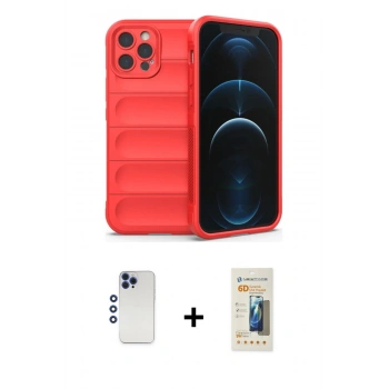 MARSİLYAN™- iPhone 12 Pro Max Kılıf Atlas Koleksiyonu - Siyah 6D Mat Seramik Hayalet Nano Ekran Koruyucu + Shine Kamera Lens - LT