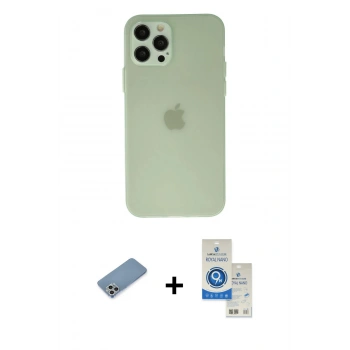 MARSİLYAN™- iPhone 12 Pro Max Kılıf Atlas Minimal Prime - Şeffaf Royal Nano Ekran Koruyucu + Shine Kamera Lens Koruma Cam - GS