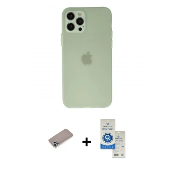 MARSİLYAN™- iPhone 12 Pro Max Kılıf Atlas Minimal Prime - Şeffaf Royal Nano Ekran Koruyucu + Shine Kamera Lens Koruma Cam - SABE