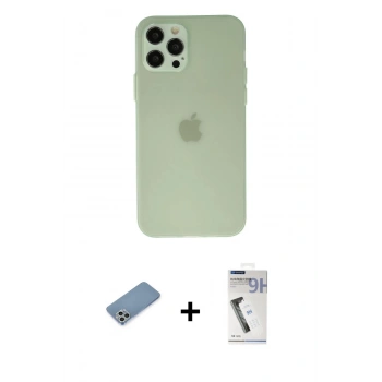 MARSİLYAN™- iPhone 12 Pro Max Kılıf Atlas Minimal Prime - Şeffaf Uv Polymer Nano Ekran Koruyucu + Shine Kamera Lens Koruma Cam - GS