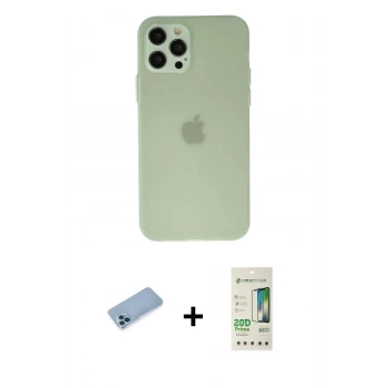 MARSİLYAN™- iPhone 12 Pro Max Kılıf Atlas Minimal Prime - Siyah 20D Premium Cam Ekran Koruyucu + Shine Kamera Lens Koruma Cam - MI