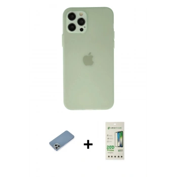 MARSİLYAN™- iPhone 12 Pro Max Kılıf Atlas Minimal Prime - Siyah 20D Premium Cam Ekran Koruyucu + Shine Kamera Lens Koruma Cam - GS