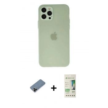 MARSİLYAN™- iPhone 12 Pro Max Kılıf Atlas Minimal Prime - Siyah 20D Premium Cam Ekran Koruyucu + Shine Kamera Lens Koruma Cam - SH