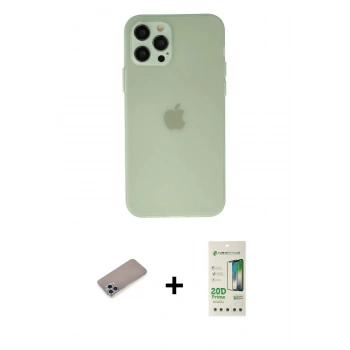 MARSİLYAN™- iPhone 12 Pro Max Kılıf Atlas Minimal Prime - Siyah 20D Premium Cam Ekran Koruyucu + Shine Kamera Lens Koruma Cam - SABE