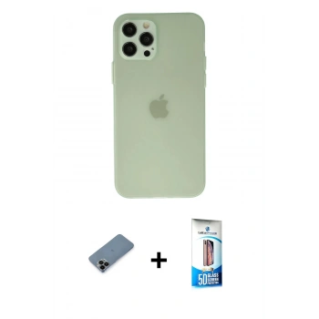 MARSİLYAN™- iPhone 12 Pro Max Kılıf Atlas Minimal Prime - Siyah 5D Eko Cam Ekran Koruyucu + Shine Kamera Lens Koruma Cam - SH