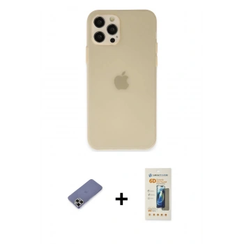MARSİLYAN™- iPhone 12 Pro Max Kılıf Atlas Minimal Prime - Siyah 6D Mat Seramik Hayalet Nano Ekran Koruyucu + Metal Kamera Lens Koruma Cam - GD