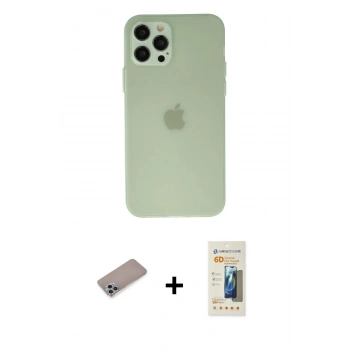 MARSİLYAN™- iPhone 12 Pro Max Kılıf Atlas Minimal Prime - Siyah 6D Mat Seramik Hayalet Nano Ekran Koruyucu + Shine Kamera Lens Koruma Cam - SABE
