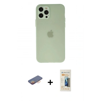 MARSİLYAN™- iPhone 12 Pro Max Kılıf Atlas Minimal Prime - Siyah 6D Mat Seramik Hayalet Nano Ekran Koruyucu + Renkli Kamera Lens Koruma Cam - TU