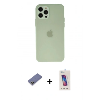 MARSİLYAN™- iPhone 12 Pro Max Kılıf Atlas Minimal Prime - Siyah Joko 5D Cam + Metal Kamera Lens Koruma Cam - GD