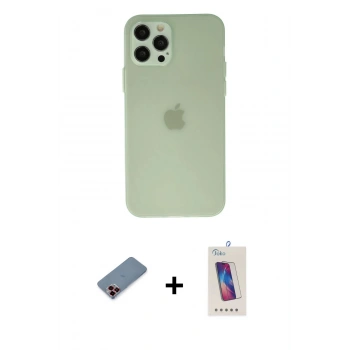 MARSİLYAN™- iPhone 12 Pro Max Kılıf Atlas Minimal Prime - Siyah Joko 5D Cam + Metal Kamera Lens Koruma Cam - KI