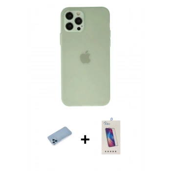 MARSİLYAN™- iPhone 12 Pro Max Kılıf Atlas Minimal Prime - Siyah Joko 5D Cam + Shine Kamera Lens Koruma Cam - MI