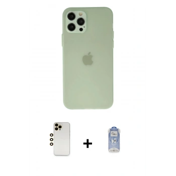 MARSİLYAN™- iPhone 12 Pro Max Kılıf Atlas Minimal Prime - Siyah Joko Magic 5D Cam + Shine Kamera Lens - GD