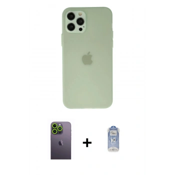 MARSİLYAN™- iPhone 12 Pro Max Kılıf Atlas Minimal Prime - Siyah Joko Magic 5D Cam + Neon Fosforlu Kamera Lens - YL