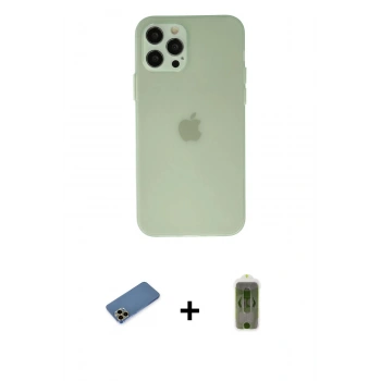 MARSİLYAN™- iPhone 12 Pro Max Kılıf Atlas Minimal Prime - Siyah Joko Magic 5D Hayalet Cam + Shine Kamera Lens Koruma Cam - GD