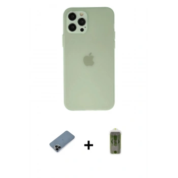 MARSİLYAN™- iPhone 12 Pro Max Kılıf Atlas Minimal Prime - Siyah Joko Magic 5D Hayalet Cam + Shine Kamera Lens Koruma Cam - SH
