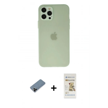 MARSİLYAN™- iPhone 12 Pro Max Kılıf Atlas Minimal Prime - Siyah Mat Seramik Nano Ekran Koruyucu + Shine Kamera Lens Koruma Cam - SH