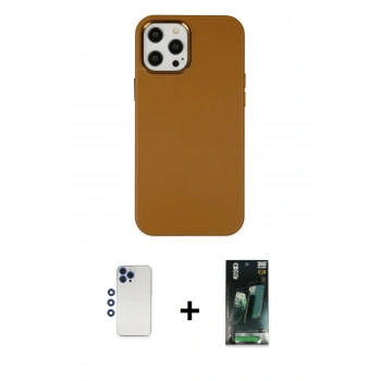 MARSİLYAN™- iPhone 12 Pro Max Kılıf Çekirdek Çizgi - Şeffaf 360 Full Body Arka Koruyucu + Shine Kamera Lens - LT