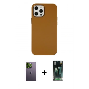 MARSİLYAN™- iPhone 12 Pro Max Kılıf Çekirdek Çizgi - Şeffaf 360 Full Body Arka Koruyucu + Neon Fosforlu Kamera Lens - YL