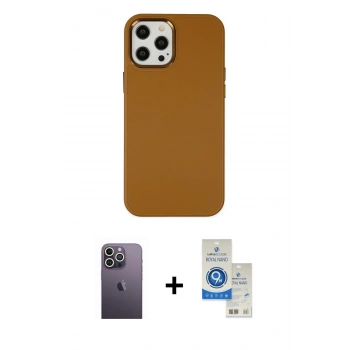 MARSİLYAN™- iPhone 12 Pro Max Kılıf Çekirdek Çizgi - Şeffaf Royal Nano Ekran Koruyucu + Neon Fosforlu Kamera Lens - BZ