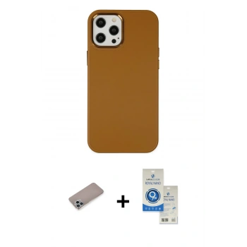 MARSİLYAN™- iPhone 12 Pro Max Kılıf Çekirdek Çizgi - Şeffaf Royal Nano Ekran Koruyucu + Shine Kamera Lens Koruma Cam - SABE