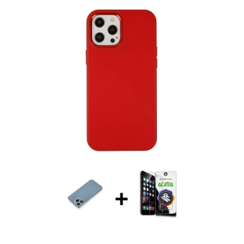 MARSİLYAN™- iPhone 12 Pro Max Kılıf Çekirdek Çizgi - Şeffaf Temperli Cam Ekran Koruyucu + Shine Kamera Lens Koruma Cam - GI