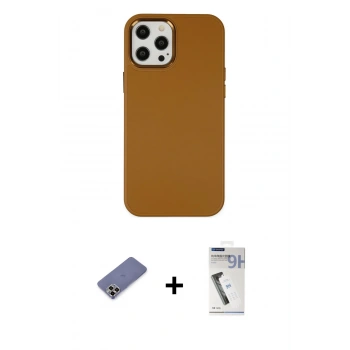 MARSİLYAN™- iPhone 12 Pro Max Kılıf Çekirdek Çizgi - Şeffaf Uv Polymer Nano Ekran Koruyucu + Metal Kamera Lens Koruma Cam - GD