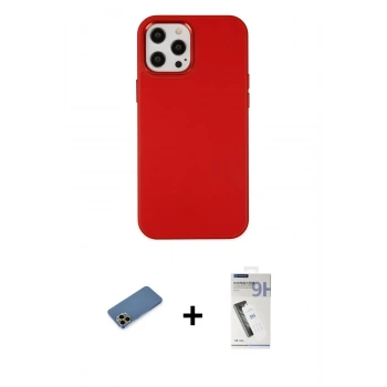 MARSİLYAN™- iPhone 12 Pro Max Kılıf Çekirdek Çizgi - Şeffaf Uv Polymer Nano Ekran Koruyucu + Shine Kamera Lens Koruma Cam - GD