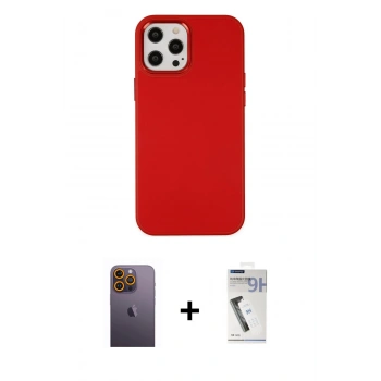 MARSİLYAN™- iPhone 12 Pro Max Kılıf Çekirdek Çizgi - Şeffaf Uv Polymer Nano Ekran Koruyucu + Neon Fosforlu Kamera Lens - SI