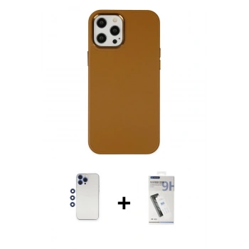 MARSİLYAN™- iPhone 12 Pro Max Kılıf Çekirdek Çizgi - Şeffaf Uv Polymer Nano Ekran Koruyucu + Shine Kamera Lens - LT