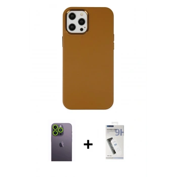 MARSİLYAN™- iPhone 12 Pro Max Kılıf Çekirdek Çizgi - Şeffaf Uv Polymer Nano Ekran Koruyucu + Neon Fosforlu Kamera Lens - YL