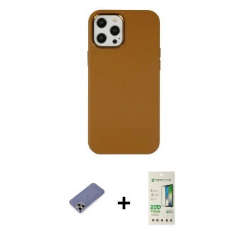 MARSİLYAN™- iPhone 12 Pro Max Kılıf Çekirdek Çizgi - Siyah 20D Premium Cam Ekran Koruyucu + Metal Kamera Lens Koruma Cam - GD