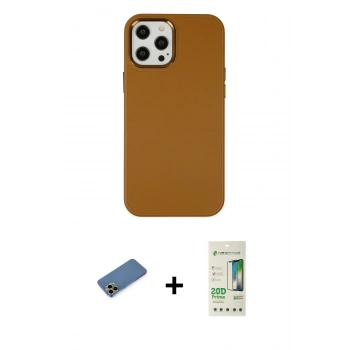 MARSİLYAN™- iPhone 12 Pro Max Kılıf Çekirdek Çizgi - Siyah 20D Premium Cam Ekran Koruyucu + Shine Kamera Lens Koruma Cam - GD