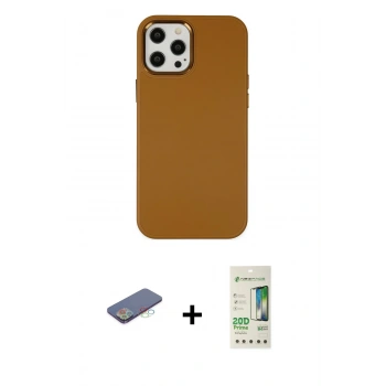 MARSİLYAN™- iPhone 12 Pro Max Kılıf Çekirdek Çizgi - Siyah 20D Premium Cam Ekran Koruyucu + Renkli Kamera Lens Koruma Cam - MI