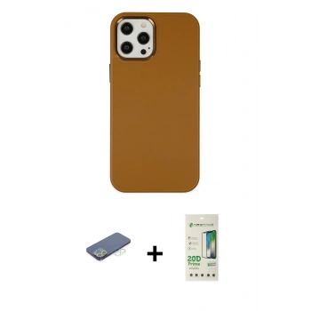 MARSİLYAN™- iPhone 12 Pro Max Kılıf Çekirdek Çizgi - Siyah 20D Premium Cam Ekran Koruyucu + Renkli Kamera Lens Koruma Cam - YL
