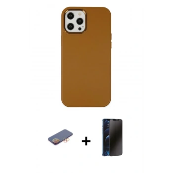 MARSİLYAN™- iPhone 12 Pro Max Kılıf Çekirdek Çizgi - Siyah 3D Antistatik Hayalet Cam Ekran Koruyucu + Renkli Kamera Lens Koruma Cam - TU