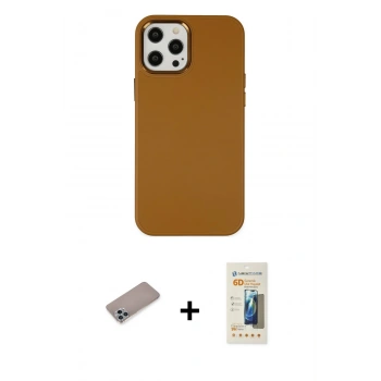 MARSİLYAN™- iPhone 12 Pro Max Kılıf Çekirdek Çizgi - Siyah 6D Mat Seramik Hayalet Nano Ekran Koruyucu + Shine Kamera Lens Koruma Cam - SABE