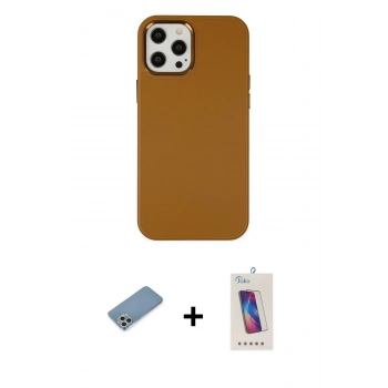 MARSİLYAN™- iPhone 12 Pro Max Kılıf Çekirdek Çizgi - Siyah Joko 5D Cam + Shine Kamera Lens Koruma Cam - GS