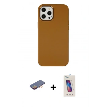 MARSİLYAN™- iPhone 12 Pro Max Kılıf Çekirdek Çizgi - Siyah Joko 5D Cam + Renkli Kamera Lens Koruma Cam - TU