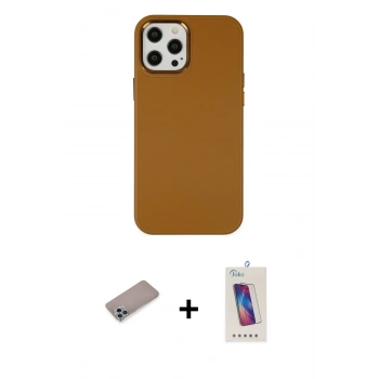 MARSİLYAN™- iPhone 12 Pro Max Kılıf Çekirdek Çizgi - Siyah Joko 5D Cam + Shine Kamera Lens Koruma Cam - SABE