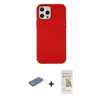 MARSİLYAN™- iPhone 12 Pro Max Kılıf Çekirdek Çizgi - Siyah Mat Seramik Nano Ekran Koruyucu + Renkli Kamera Lens Koruma Cam - YL