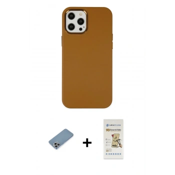 MARSİLYAN™- iPhone 12 Pro Max Kılıf Çekirdek Çizgi - Siyah Mat Seramik Nano Ekran Koruyucu + Shine Kamera Lens Koruma Cam - GI