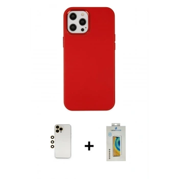 MARSİLYAN™- iPhone 12 Pro Max Kılıf Çekirdek Çizgi - Siyah Polymer Nano Ekran Koruyucu + Shine Kamera Lens - GD