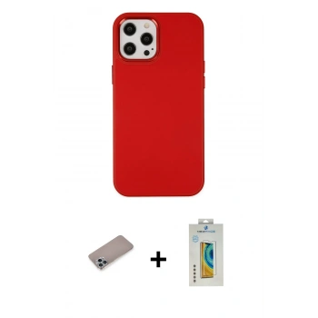 MARSİLYAN™- iPhone 12 Pro Max Kılıf Çekirdek Çizgi - Siyah Polymer Nano Ekran Koruyucu + Shine Kamera Lens Koruma Cam - SABE