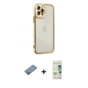 MARSİLYAN™- iPhone 12 Pro Max Kılıf Çekirdek Klasik Serisi - Siyah 20D Premium Cam Ekran Koruyucu + Shine Kamera Lens Koruma Cam - GI