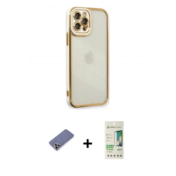 MARSİLYAN™- iPhone 12 Pro Max Kılıf Çekirdek Klasik Serisi - Siyah 20D Premium Cam Ekran Koruyucu + Metal Kamera Lens Koruma Cam - GD