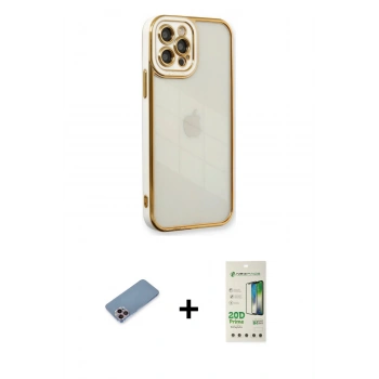 MARSİLYAN™- iPhone 12 Pro Max Kılıf Çekirdek Klasik Serisi - Siyah 20D Premium Cam Ekran Koruyucu + Shine Kamera Lens Koruma Cam - PE