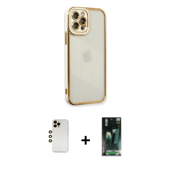 MARSİLYAN™- iPhone 12 Pro Max Kılıf Çekirdek Klasik Serisi - Siyah 360 Mat Full Body Arka Koruyucu + Shine Kamera Lens - GD