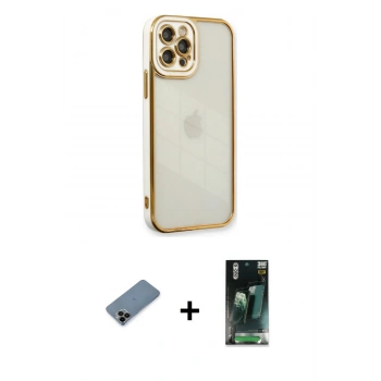 MARSİLYAN™- iPhone 12 Pro Max Kılıf Çekirdek Klasik Serisi - Siyah 360 Mat Full Body Arka Koruyucu + Shine Kamera Lens Koruma Cam - SH