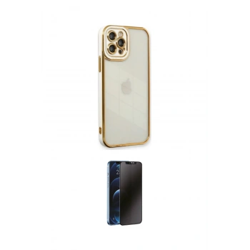 MARSİLYAN™- iPhone 12 Pro Max Kılıf Çekirdek Klasik Serisi - Siyah 3D Antistatik Hayalet Cam Ekran Koruyucu