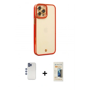MARSİLYAN™- iPhone 12 Pro Max Kılıf Çekirdek Klasik Serisi - Siyah 6D Mat Seramik Hayalet Nano Ekran Koruyucu + Shine Kamera Lens - LT